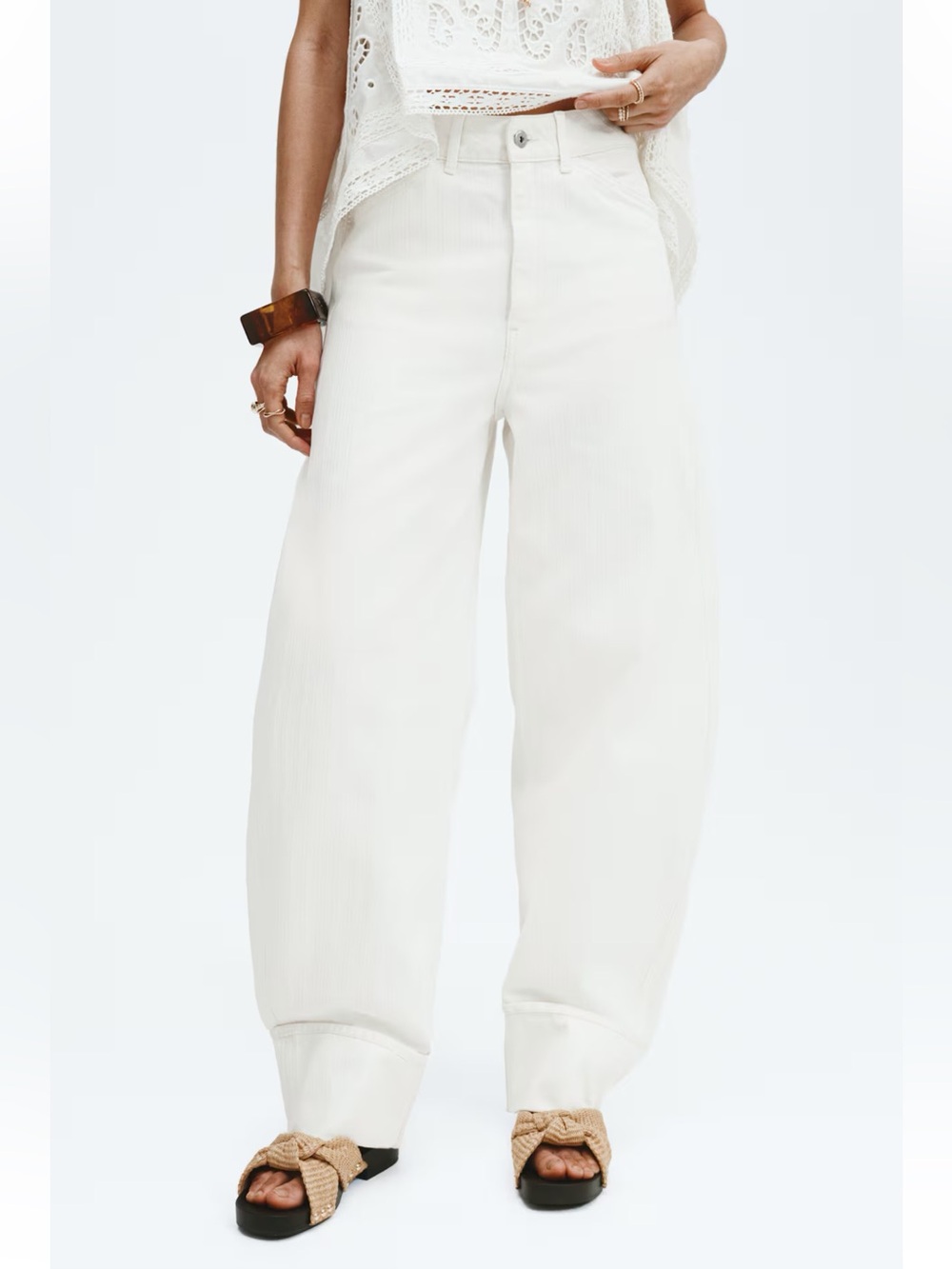H&M STUDIO BARREL LEG REGULAR WAIST JEANS